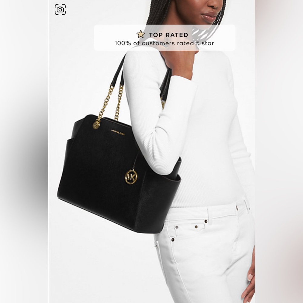 Michael Kors Jacquelyn Black Pebbled Leather Tote - NEW With Tags - Picture 3 of 13